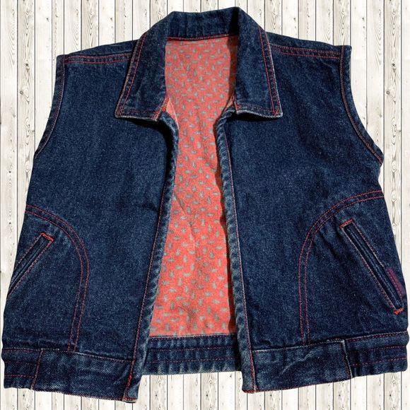 Vintage 1980's GIRLS KIDS Size 6X JORDACHE 2 Piece Jeans Vest Outfit Horse Head - Picture 3 of 12
